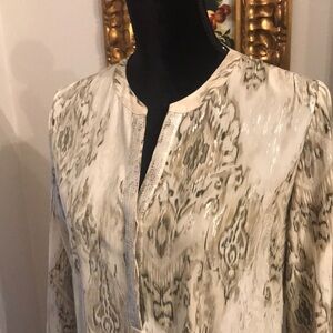 Chico’s Long Sleeve Silver Shimmer Blouse